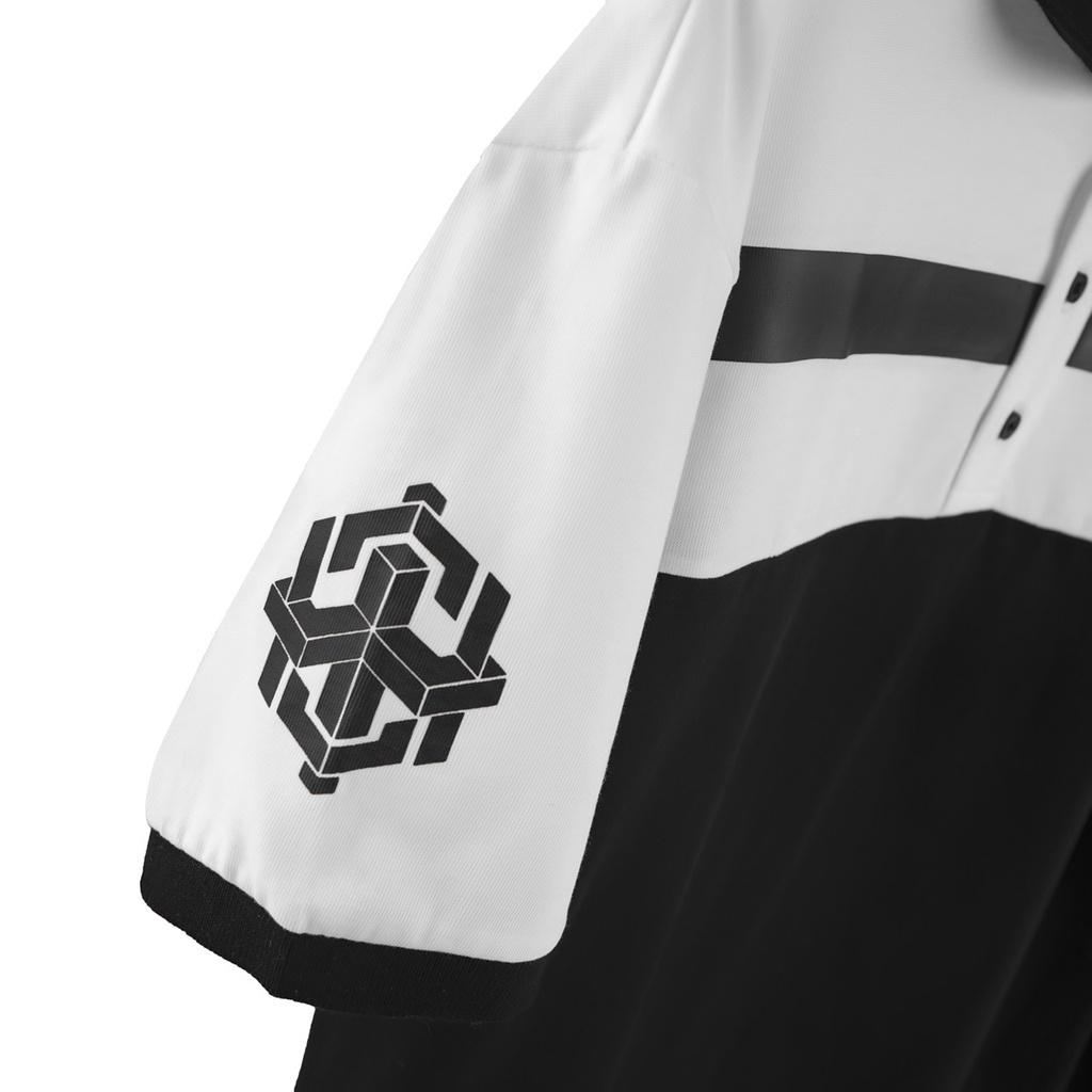 Áo POLO GOTHIC Tay Lỡ Unisex Nam/Nữ Màu Đen Phối Trắng Cổ Bẻ - HIGHCLUB
