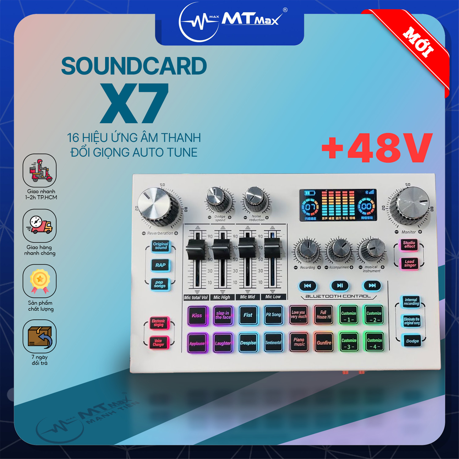 Soundcard X7 Mới Nhất 2024 - Hỗ Trợ Micro 48V, Tích Hợp Hiệu Ứng Auto Tune, Điều Chỉnh Giọng Hát, Nhiều Hiệu Ứng Âm Thanh Cao Cấp Hàng Chính Hãng