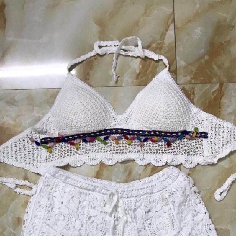 Bộ bơi bikini ren đi biển 3 món -Có bán lẻ