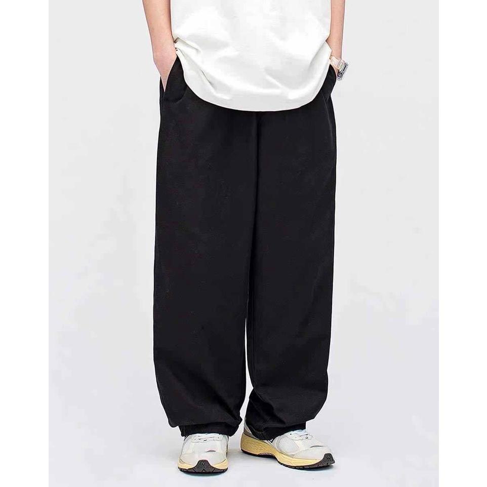 Quần KaKi Nam Nữ Co Giãn Ống Rộng Dáng Công Sở Thiết Kế Lưng Thun Dáng 4 Màu Đen Kem Xám Xanh Rêu - TÂM SHOP