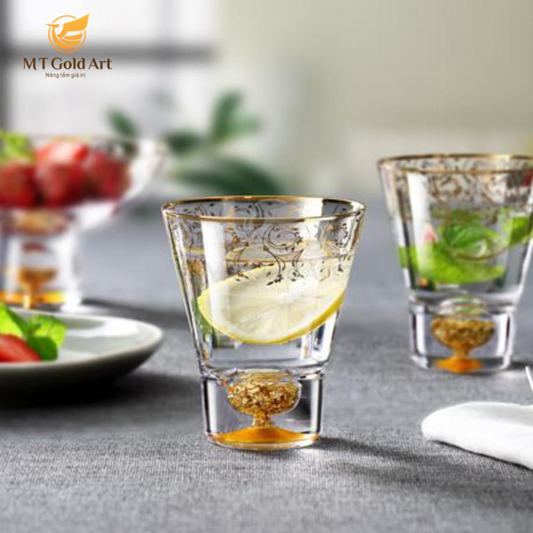 Bộ Ly Pha lê dát vàng MT Gold Art- Hàng chính hãng, trang trí nhà cửa, phòng làm việc, quà tặng sếp, đối tác, khách hàng, tân gia, khai trương
