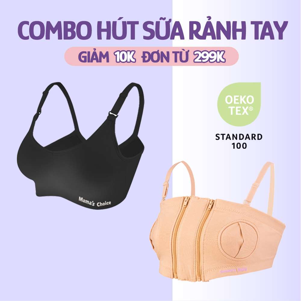 Combo Hỗ Trợ Hút Sữa Rảnh Tay, Áo Hút Sữa và Áo Lót Ngực Đa Năng Mama's Choice, Tăng Hiệu Quả Giảm Gánh Nặng Cho Mẹ