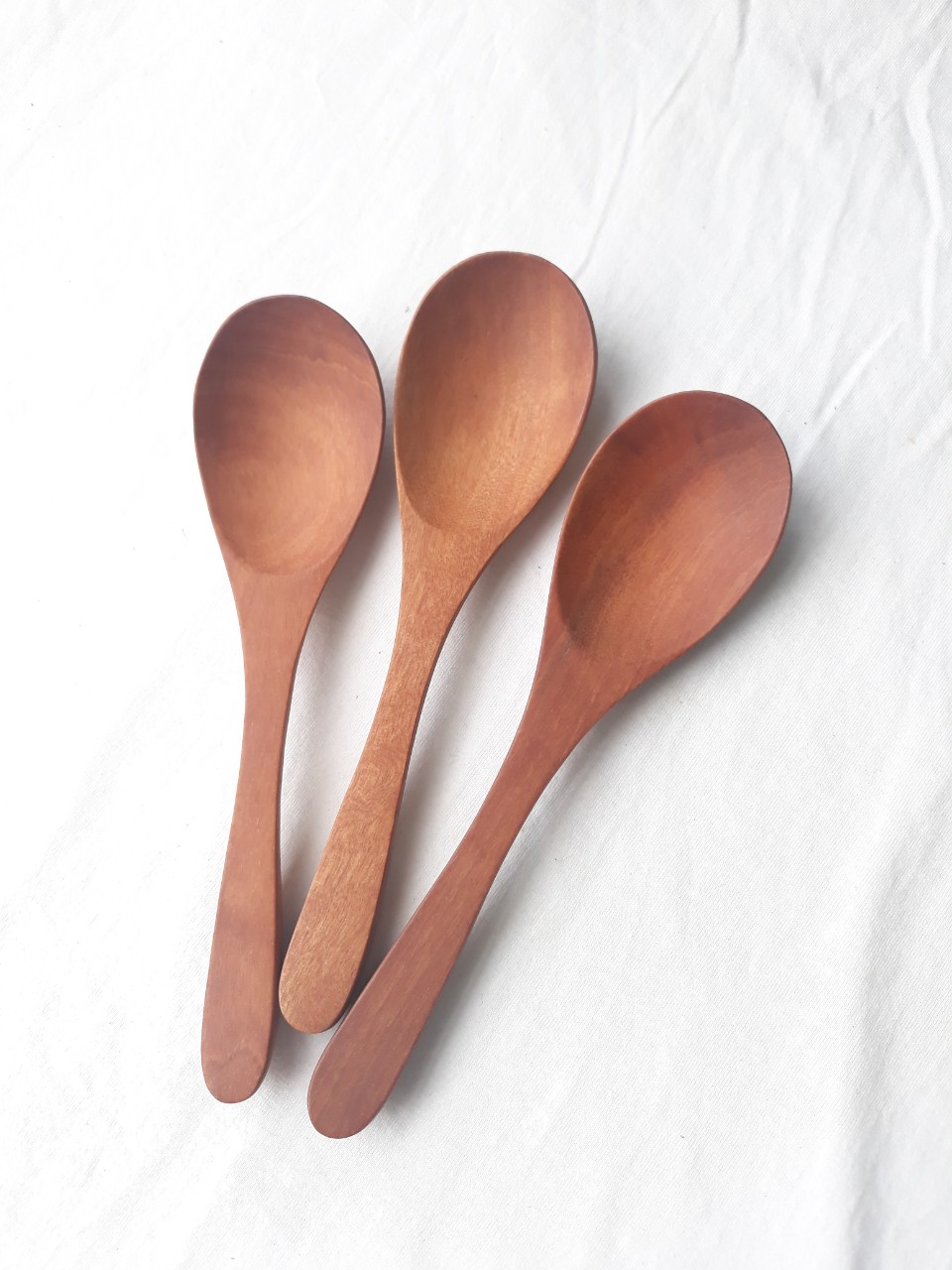 Bộ 6 thìa gỗ nhãn ăn cơm cỡ vừa nâu nhạt 15.5 cm x 4 cm