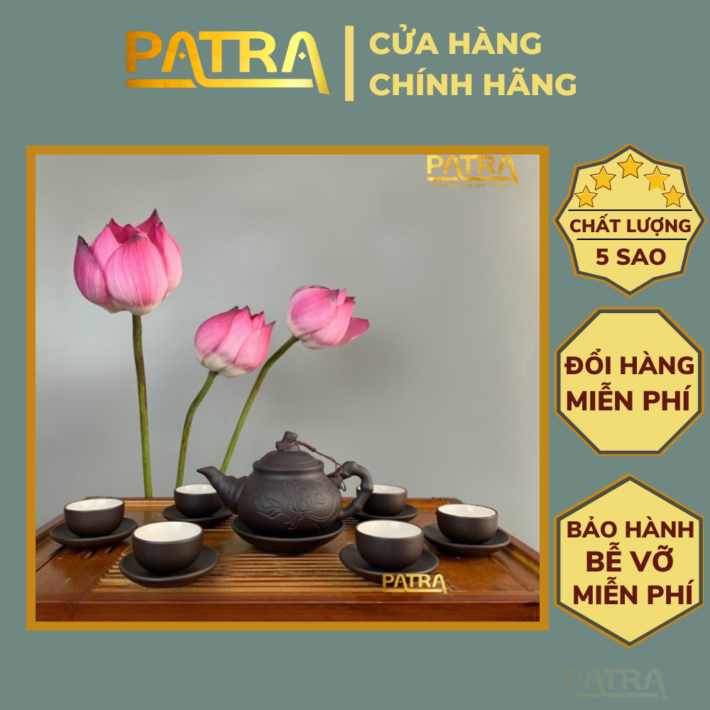 Bộ ấm chén uống trà cao cấp , bộ ấm trà Bát Tràng - trường sa khắc liên đài 3 mẫu