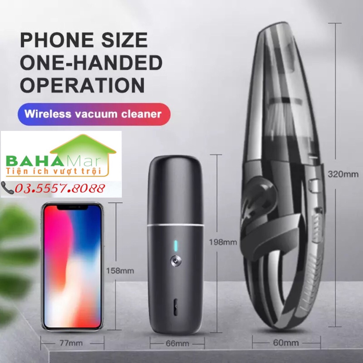 MÁY HÚT BỤI MINI KHÔNG DÂY CẦM TAY 'BAHAMAR" dùng cho xe ô tô rất phù hợp, dùng trong gia đình khi dọn dẹp nh