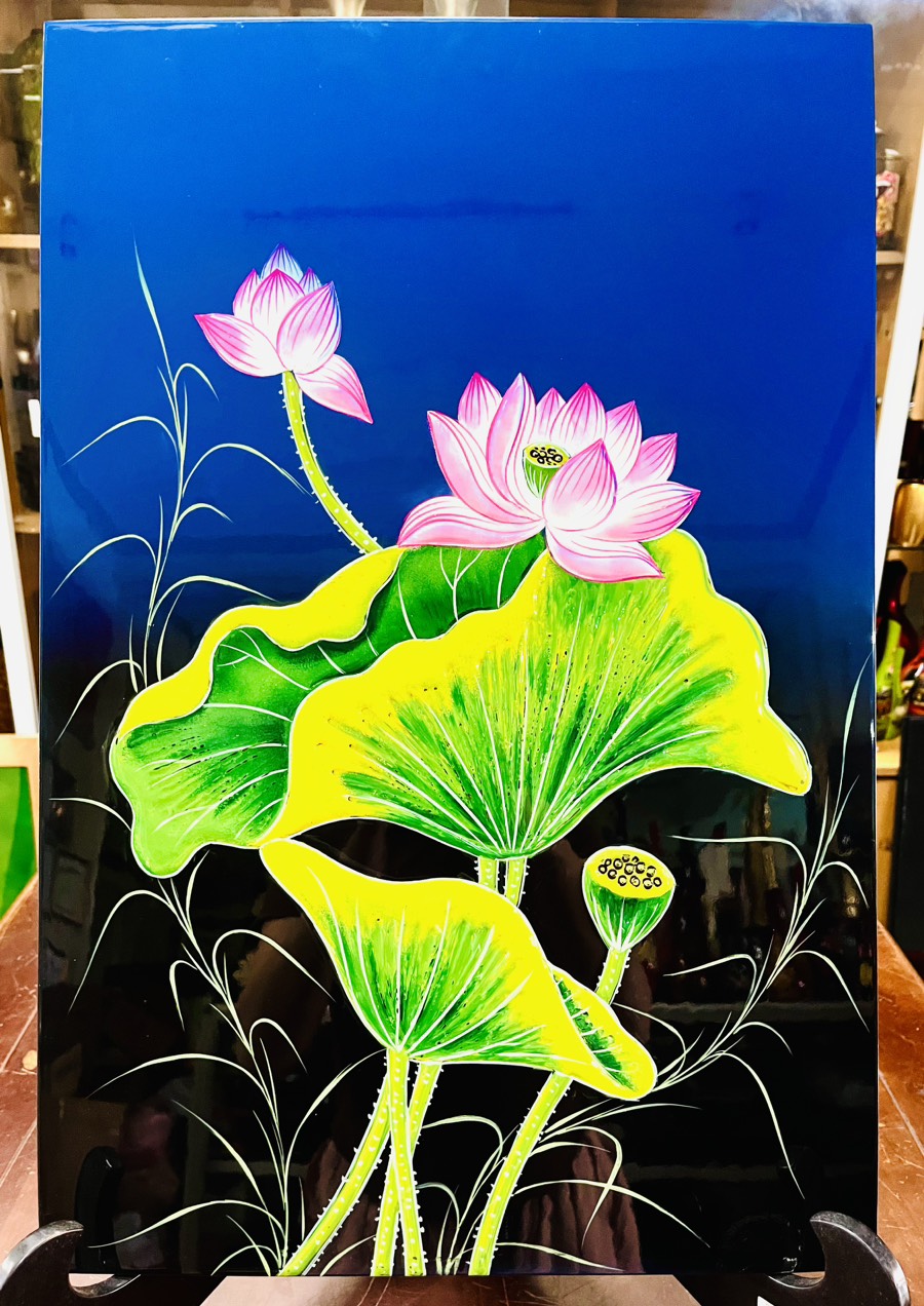 Tranh Sơn Mài - HOA SEN | Size 40x60 cm | Thanh Tịnh – Trang Nhã – Nghệ Thuật Truyền Thống
