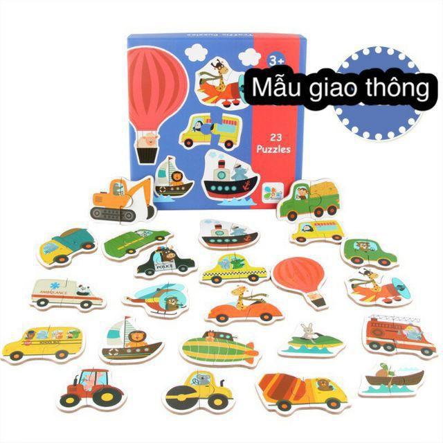 Ghép HÌnh Puzzle 2 Mảnh Hộp Bìa Loại To Đẹp Cho Bé