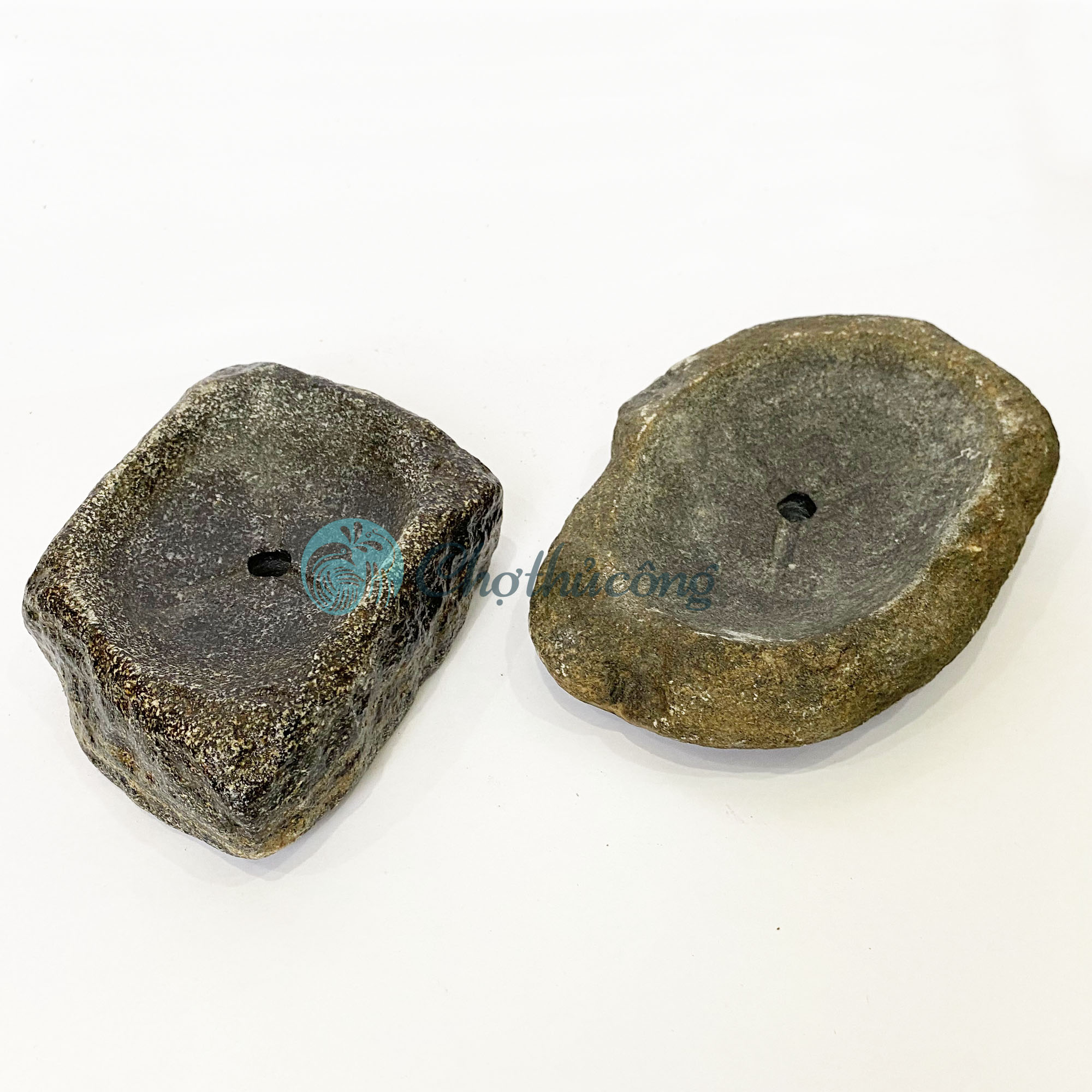 Khay đựng xà phòng bằng đá cuội tự nhiên, phụ kiện nhà tắm - khay đựng xà bông cục decor vintage