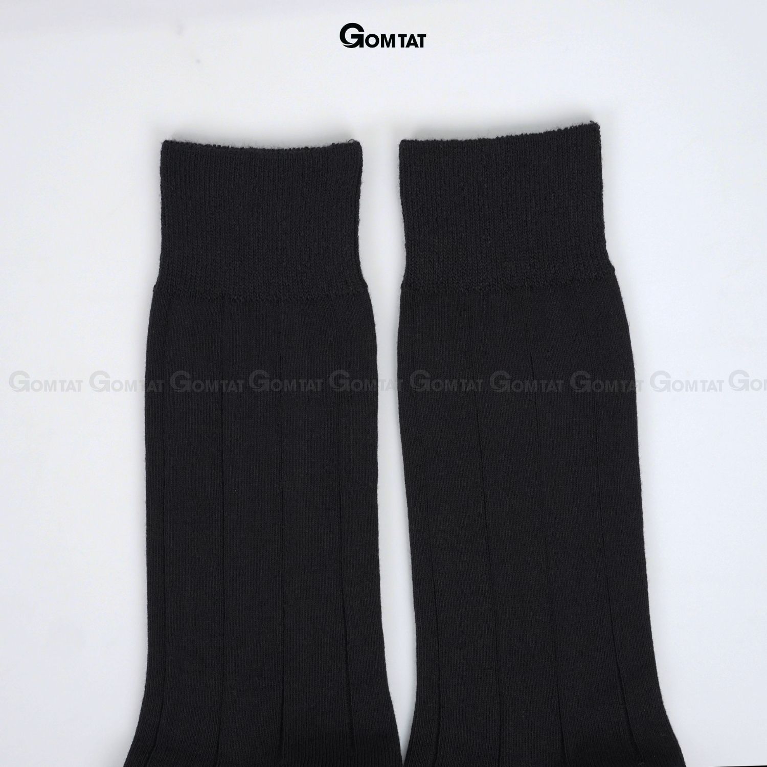 Combo 4 đôi tất vớ nam cổ cao 25cm GOMTAT mẫu gân chìm màu đen, chất liệu cotton thoáng mát êm chân - GOM-MIX09-DEN-CB4