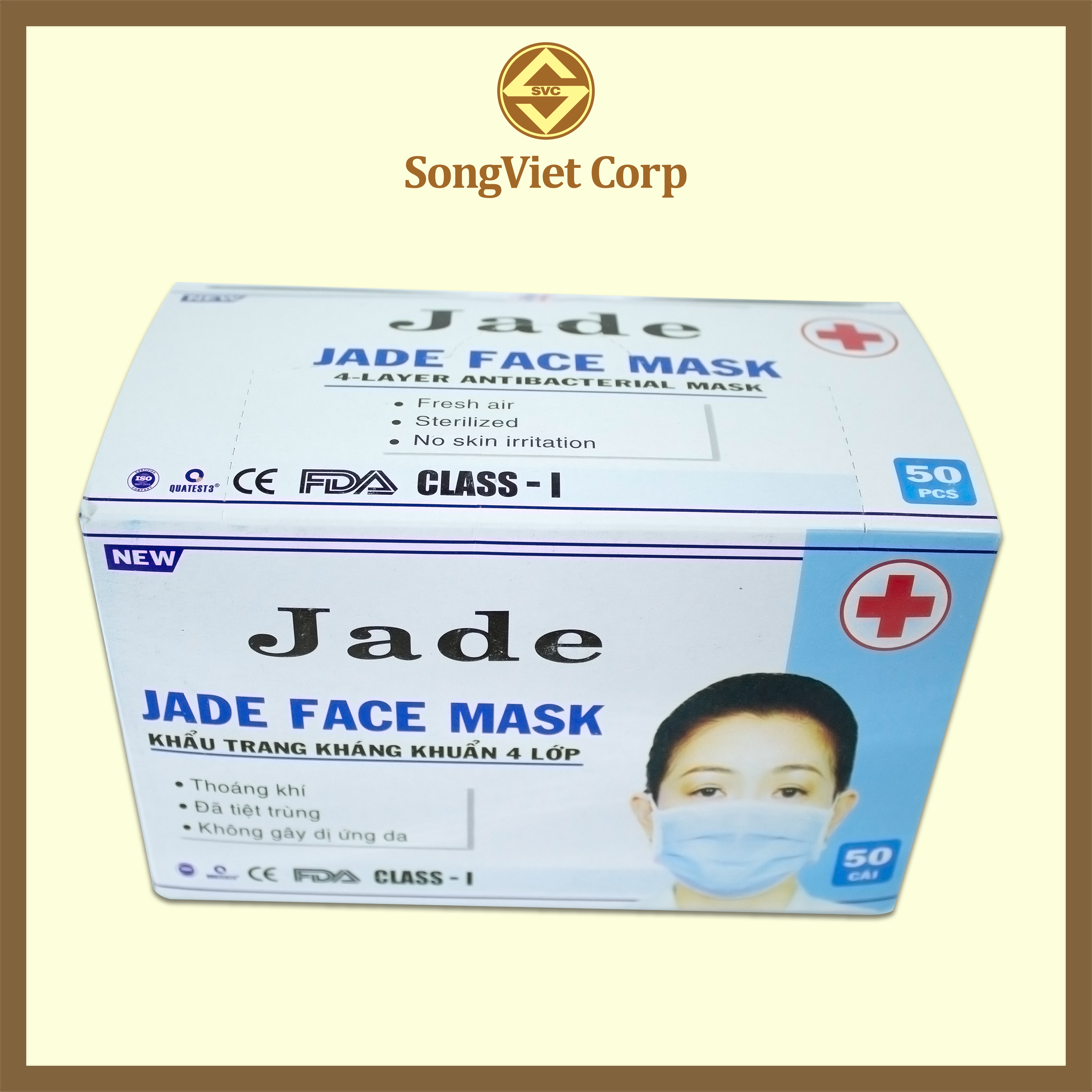 Khẩu trang y tế 4 lớp Jade chuẩn XK (hộp 50 cái