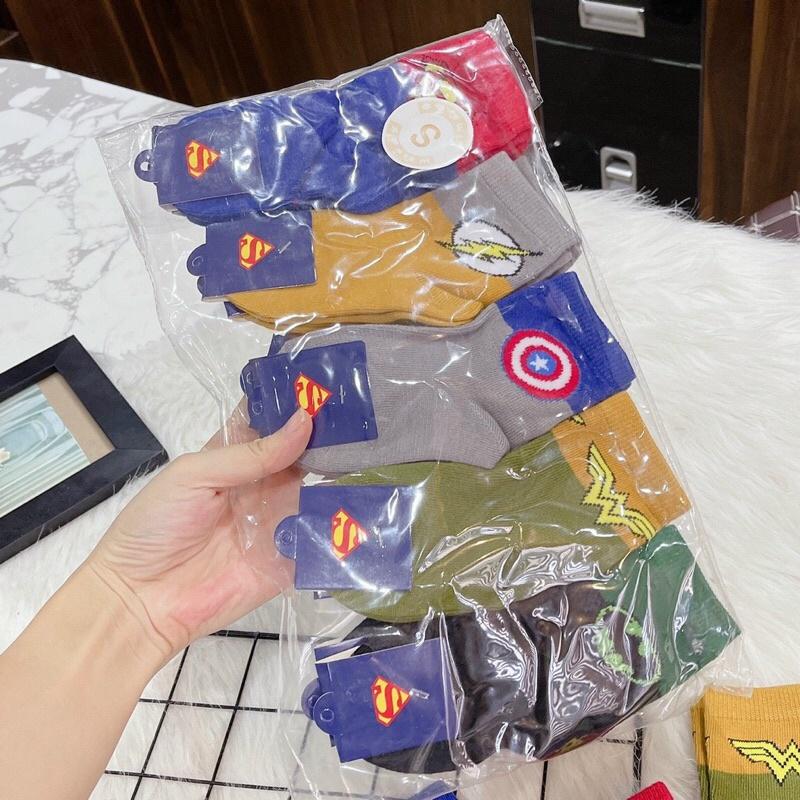 Set 10 đôi tất cao cổ hình siêu nhân cho bé