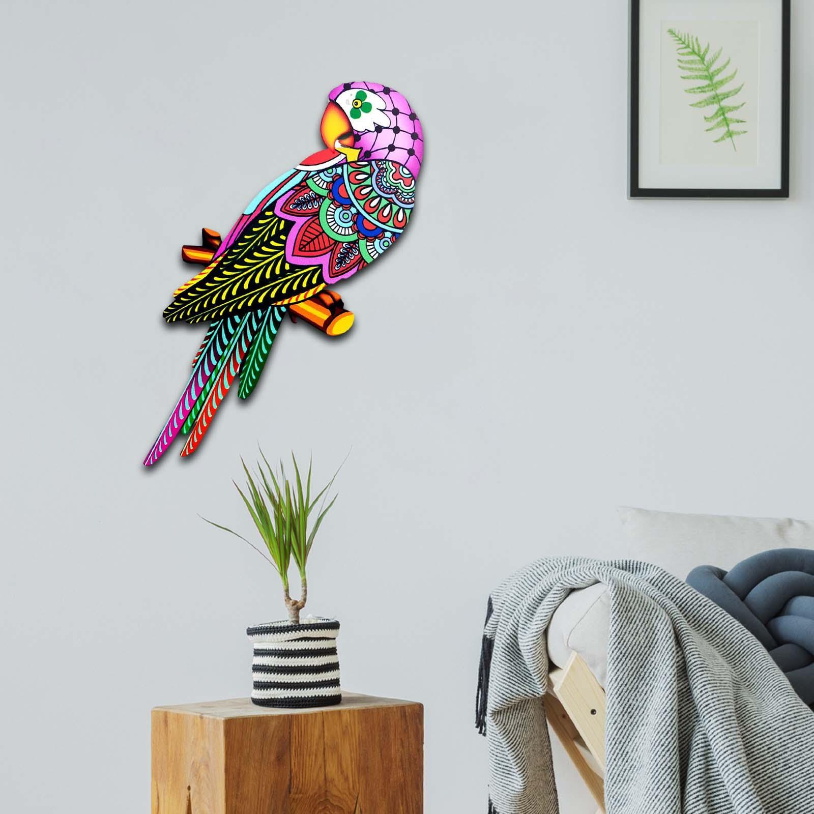 Bird Wall Art Decor Ornament Bird Model Iron Colorful Birds for Balcony Fence