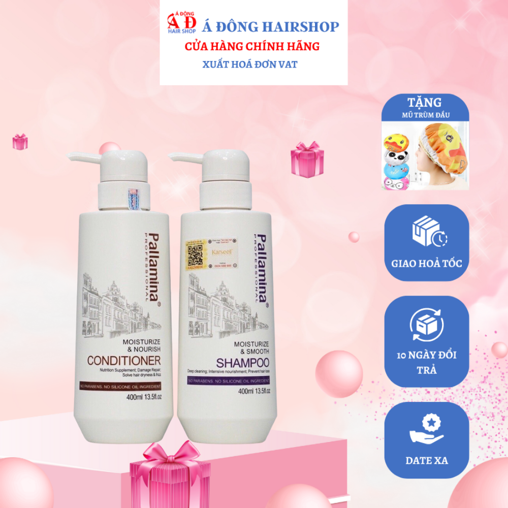 Bộ dầu gội xả Pallamina Collagen Keratin phục hồi siêu mượt tóc 400ml*2