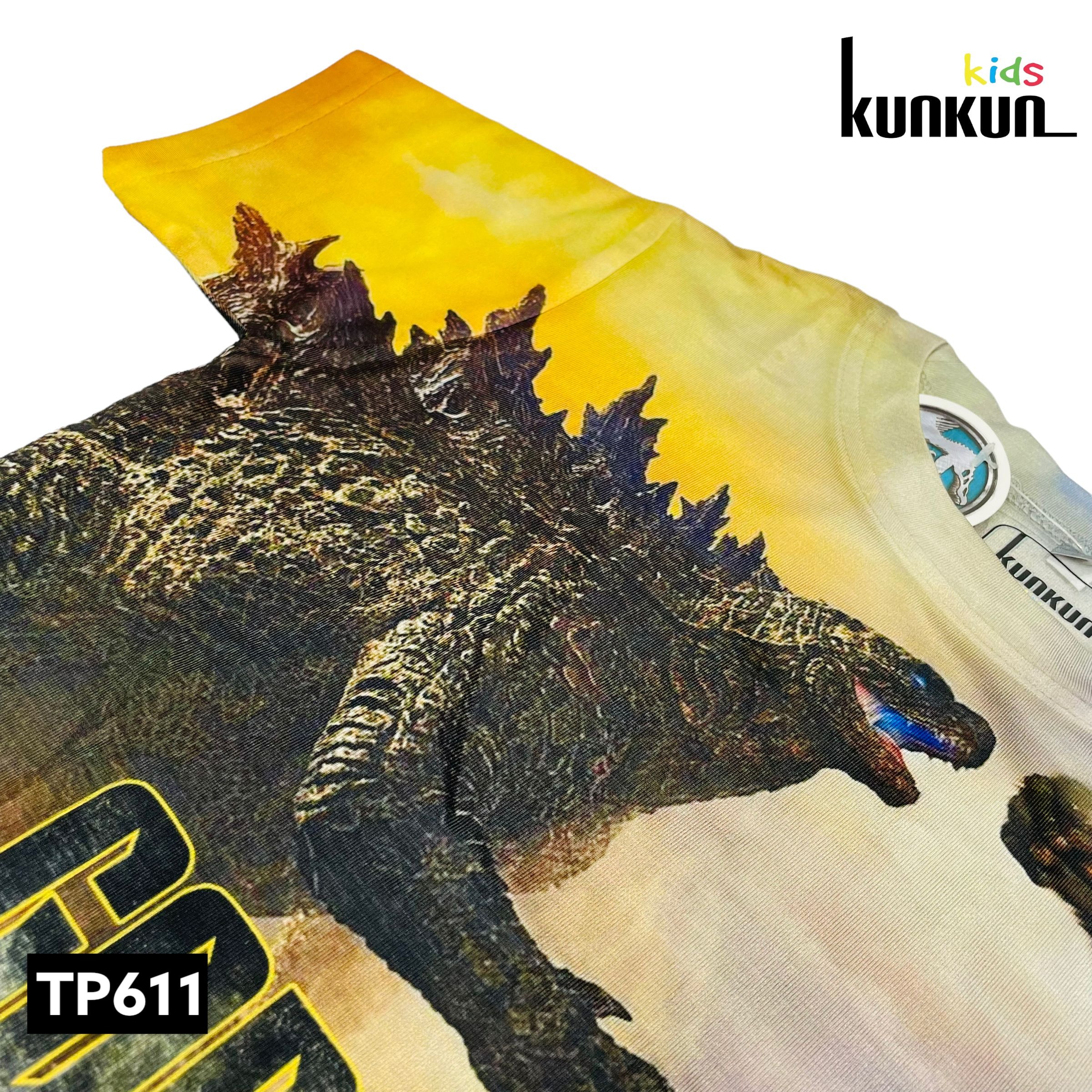 Đồ Bộ Thun Lạnh Có Tay In 3D cho bé trai hình Godzilla vs Kong