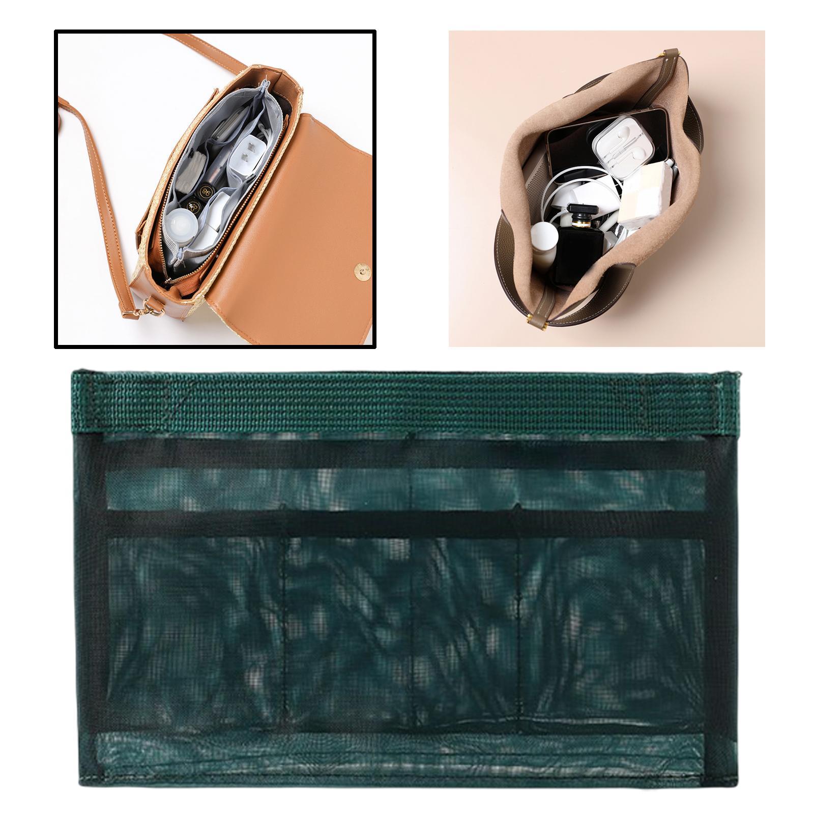 Portable Nylon Mesh Cosmetic Insert Pouch Toiletries Organizer Convenient Green