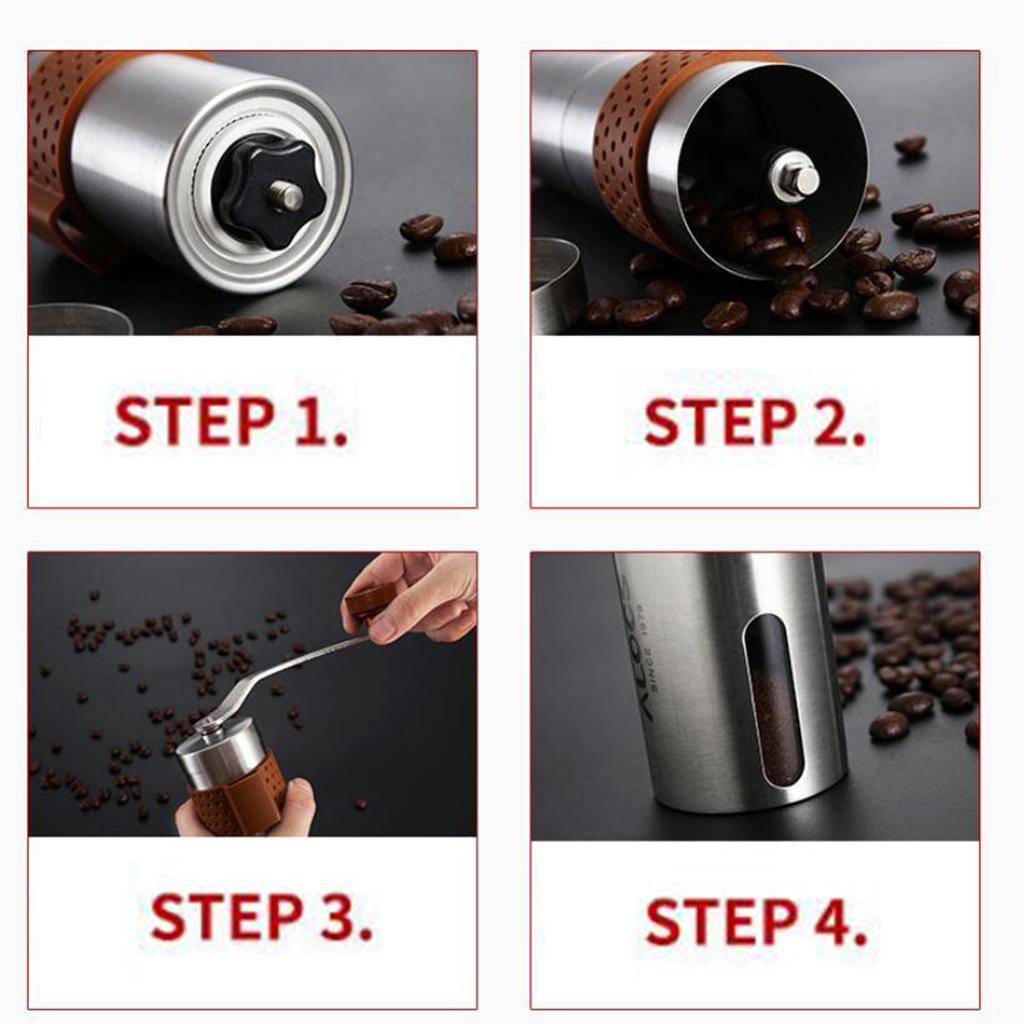 Stainless Steel Ceramic Burr Manual Coffee Grinder Portable Hand Crank Mill