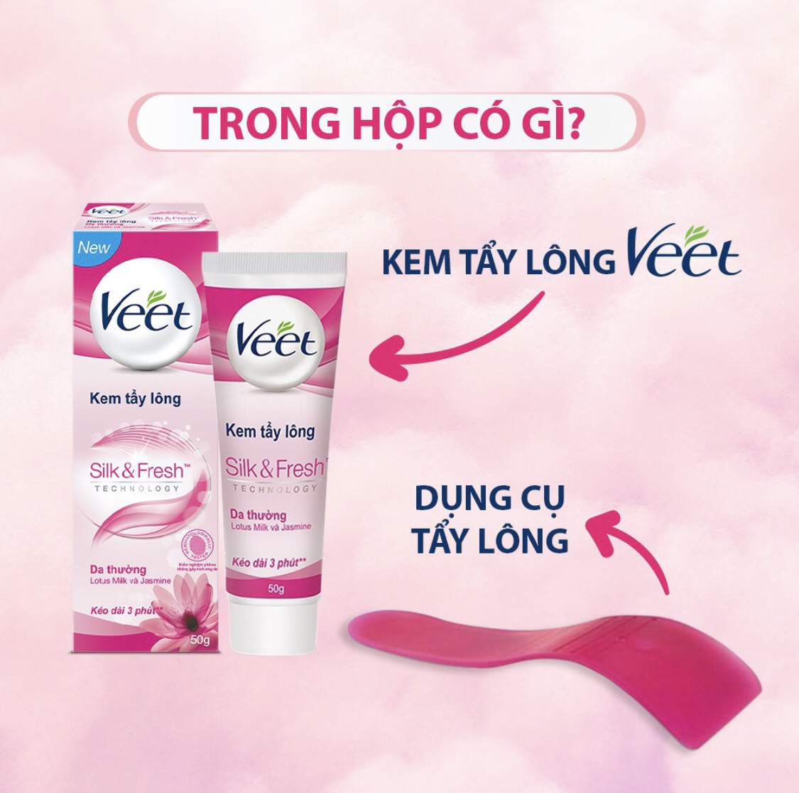 Kem Tẩy Lông Dành Cho Da Thường VEET Silk &amp; Fresh Normal Tuýp 50g - Giao Ngẫu Nhiên