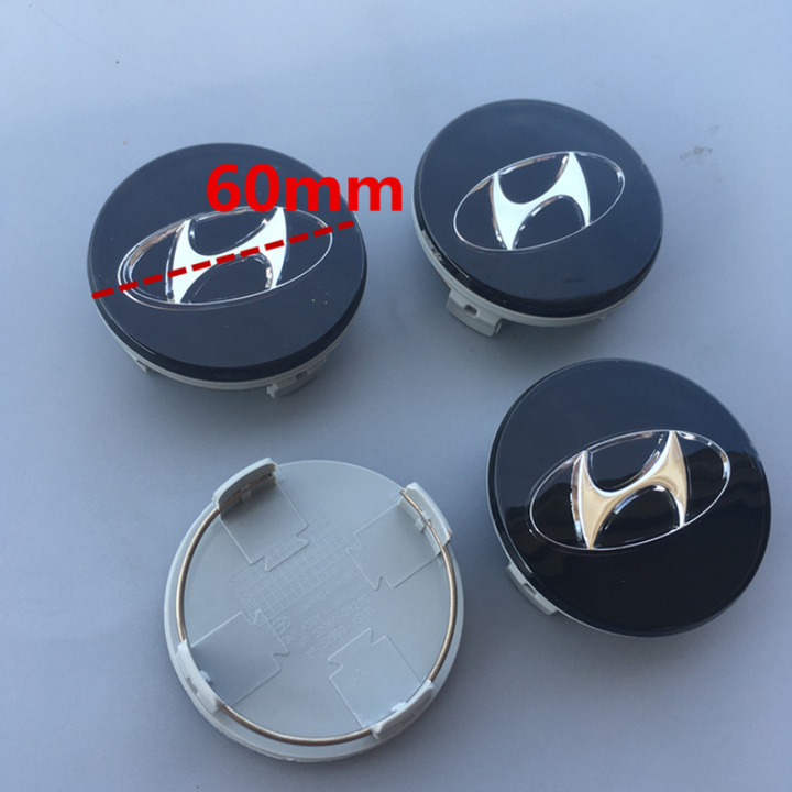 01 chiếc Logo chụp mâm, ốp lazang bánh xe dành cho ô tô Hyundai HY-60, Kích thước đường kính 60mm