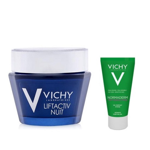 Kem Dưỡng Giúp Chống Nhăn Và Làm Săn Chắc Da Ban Đêm - Liftactiv Ds Night Cream Vichy 50ml Tặng Sữa rửa mặt giảm dầu, ngăn ngừa mụn Vichy Normaderm Phytosolution (50ml)