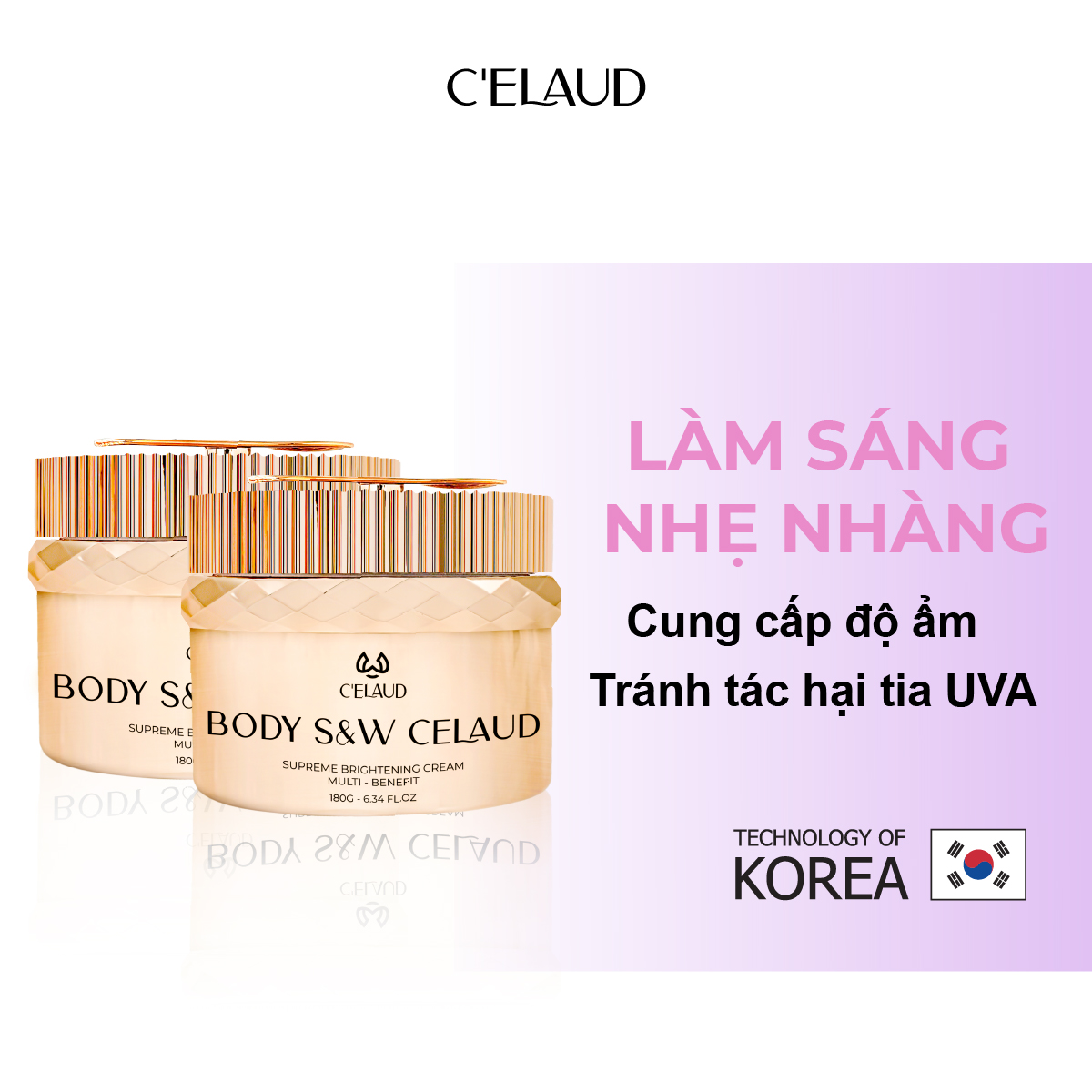 Combo 2 kem dưỡng trắng da body cấp ẩm và làm dịu da Body S&amp;W Celaud