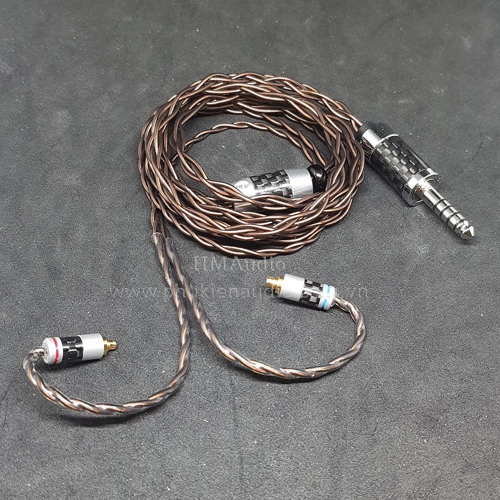 Dây tai nghe đồng 7N OCC Litz 24AWG đường kính dây đơn 1.2mm tết 4 sợi màu Coffee - Connetor IM01/02/03 IM50/70 A2DC IE80/80s IE40Pro IE100/500 IE300/900 2Pin MMCX