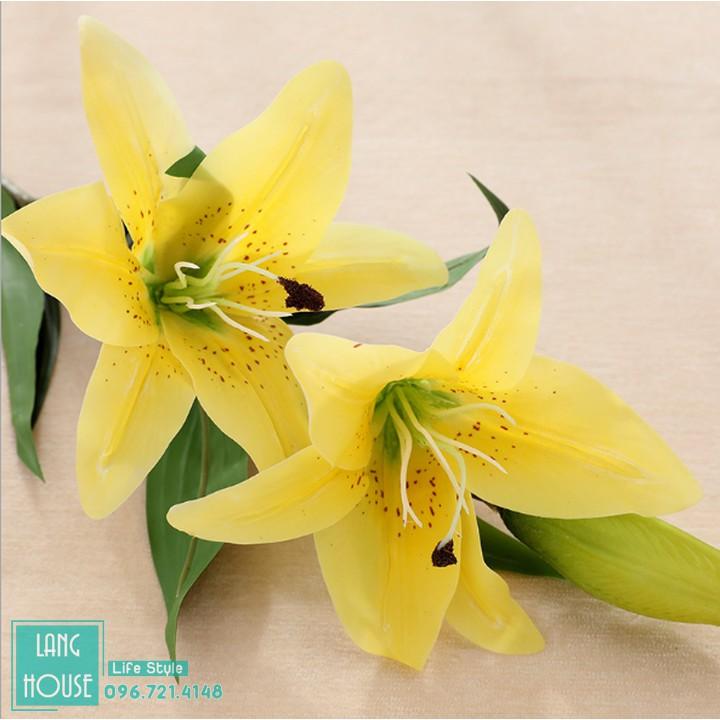 Hoa Giả Lụa - HOA LY HOA LILY PHỦ SÁP CAO CẤP Dài 77cm