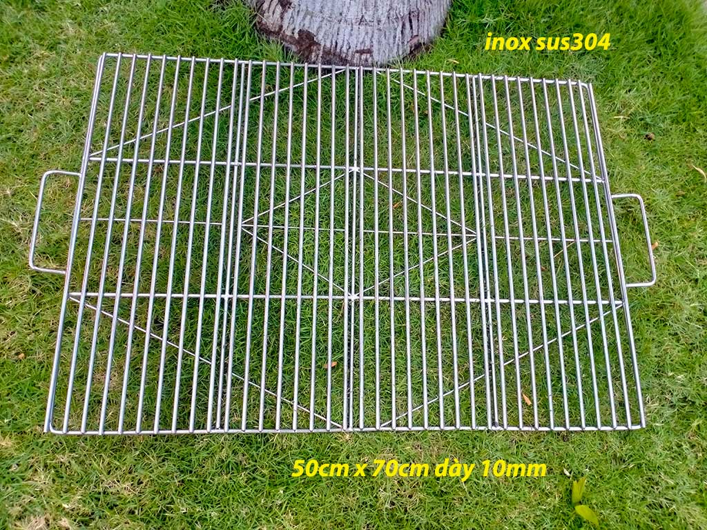 Vỉ nướng inox sus304 cao cấp - hoàn ngay 200% nếu bị gỉ sét - kích thước lớn 50cm x 70cm dày 10mm