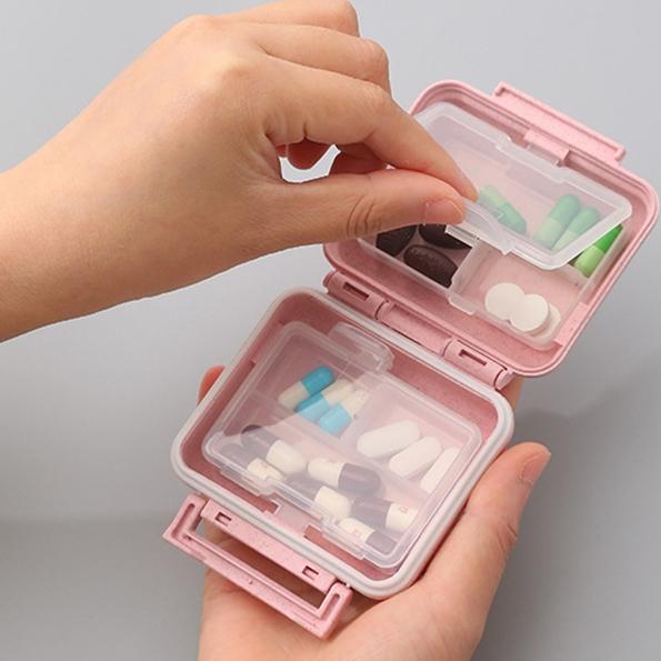 Hộp Nhựa Đựng Thuốc Cầm Tay Mini Nhiều Ngăn Bảo Quản Thuốc Luôn Khô Ráo Tránh Ẩm Ướt , Chống Bụi Vi Khuẩn