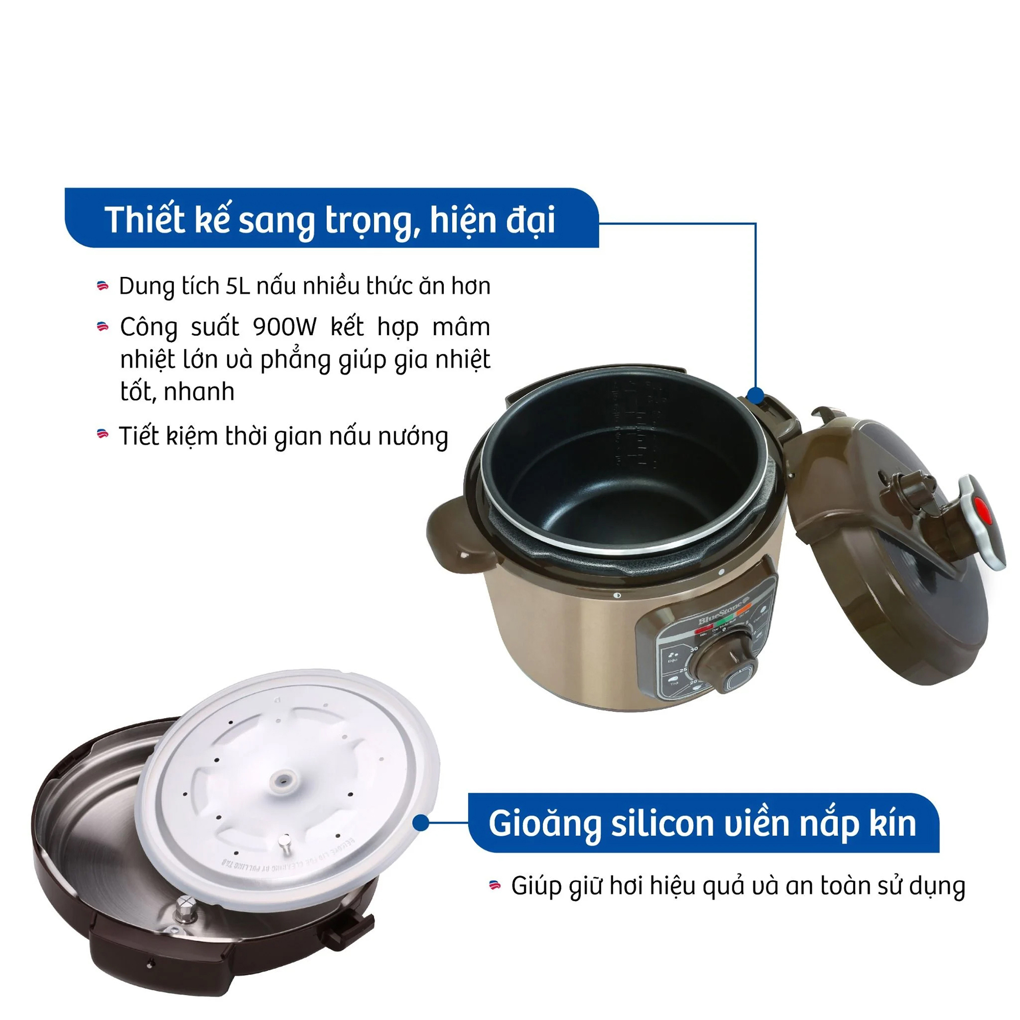 Nồi áp suất Bluestone 5 lít PCB-5629 - Hàng chính hãng