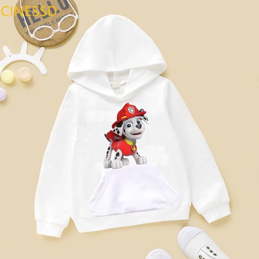 Áo khoác hoodie in hình đội chó cứu hộ paw patrol màu trắng cho bé trai bé gái
