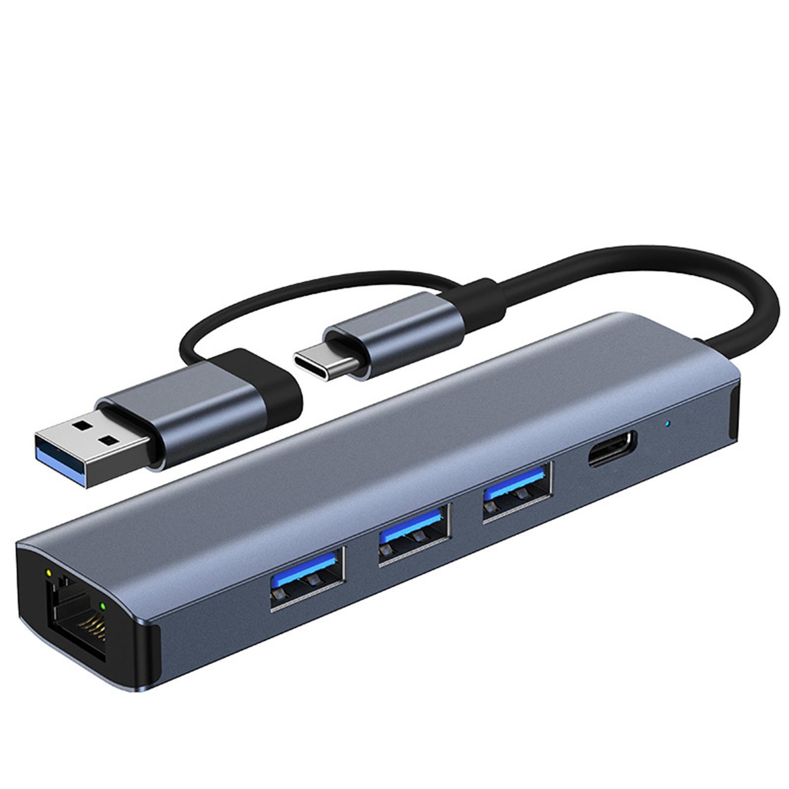 USB 3.0 Type C to Ethernet Adapter Docking Station Aluminum Alloy Professional 3 USB 3.0 Ports + USB USB Expander Hub for Desktops PC