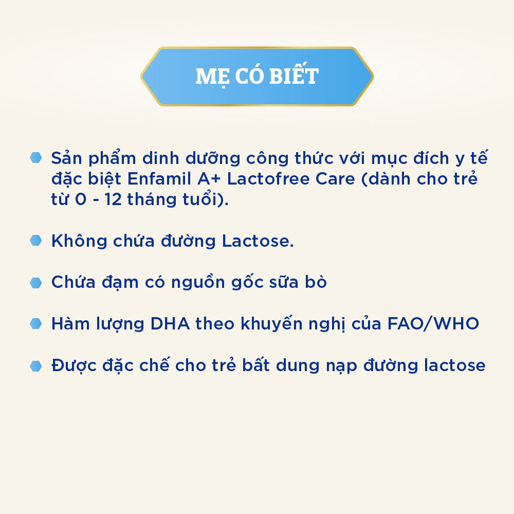 Sữa bột Enfamil A+ Lactofree Care: Sữa cho trẻ bất dung nạp lactose - 400g