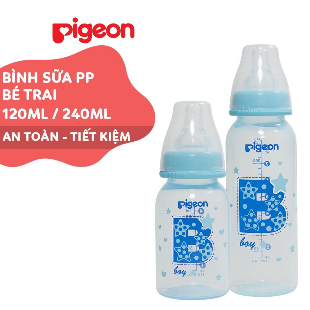 Bình sữa cổ hẹp PP cao cấp bé trai Pigeon 120ml/ 240ml