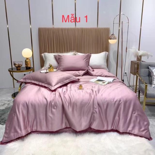 Bộ lụa thêu tencel 60S chăn trần FLY COUNTRY