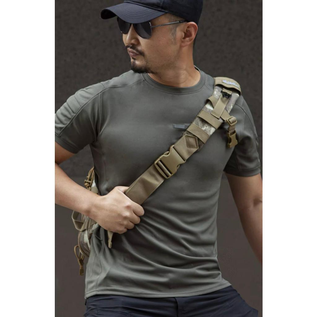 Áo thun cổ tròn chiến thuật_dã ngoại_sinh tồn - camo đen