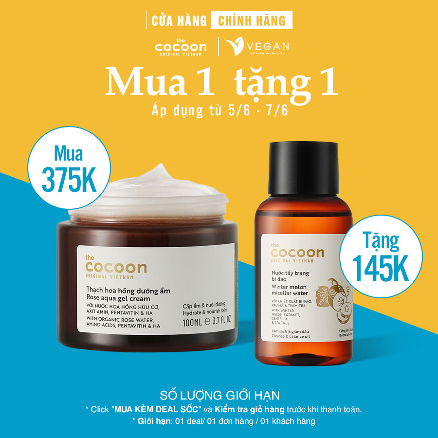 Thạch hoa hồng dưỡng ẩm Cocoon 100ml cấp ẩm da khô dưỡng làn da mịn màng thuần chay