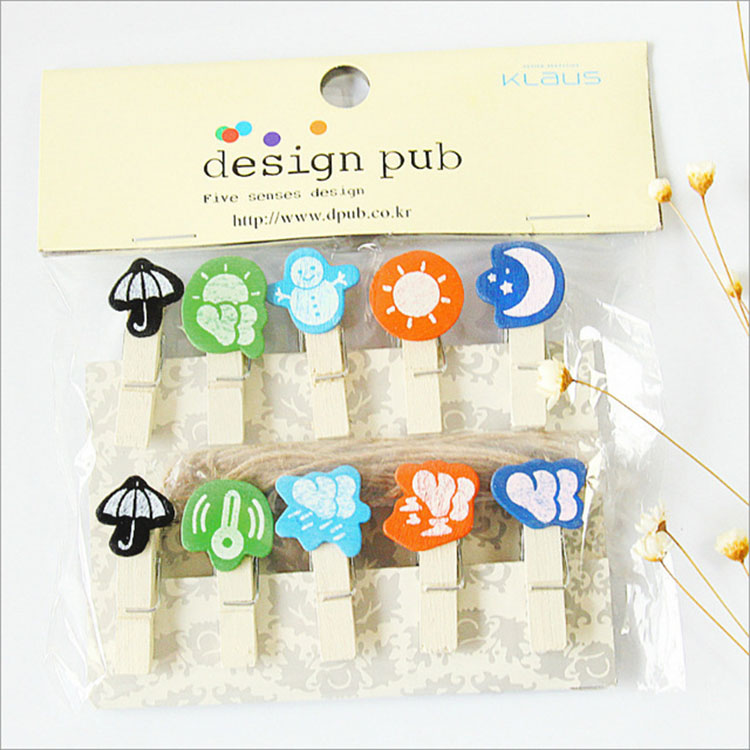 Set 10 Cái Kẹp Gỗ Sơn Design Pub hình Thời tiết
