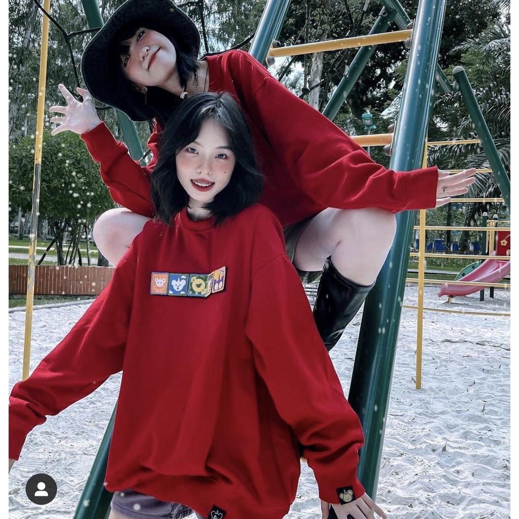 Áo Sweater Đỏ Icon Nữ  Nana's House - FREESHIP  Áo nỉ dài tay form rộng dáng suông, thiết kế cá tính