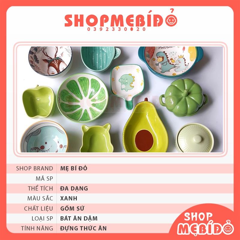 Bát Ăn Dặm Gốm Sứ Màu Xanh Lá Nhiều Hình Cho Bé