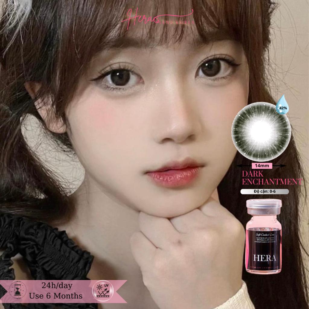 Kính Áp Tròng Hera Đen Cuốn Hút 0 - 6 Độ DARK ENCHANTMENT Nhập Khẩu Hàn Quốc Lens Cận 6 Tháng