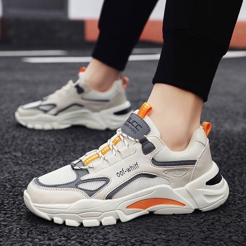 Giày sneaker thể thao nam cao cấp họa tiết cổ thấp đế bằng dễ phối đồ phong cách Hàn Quốc