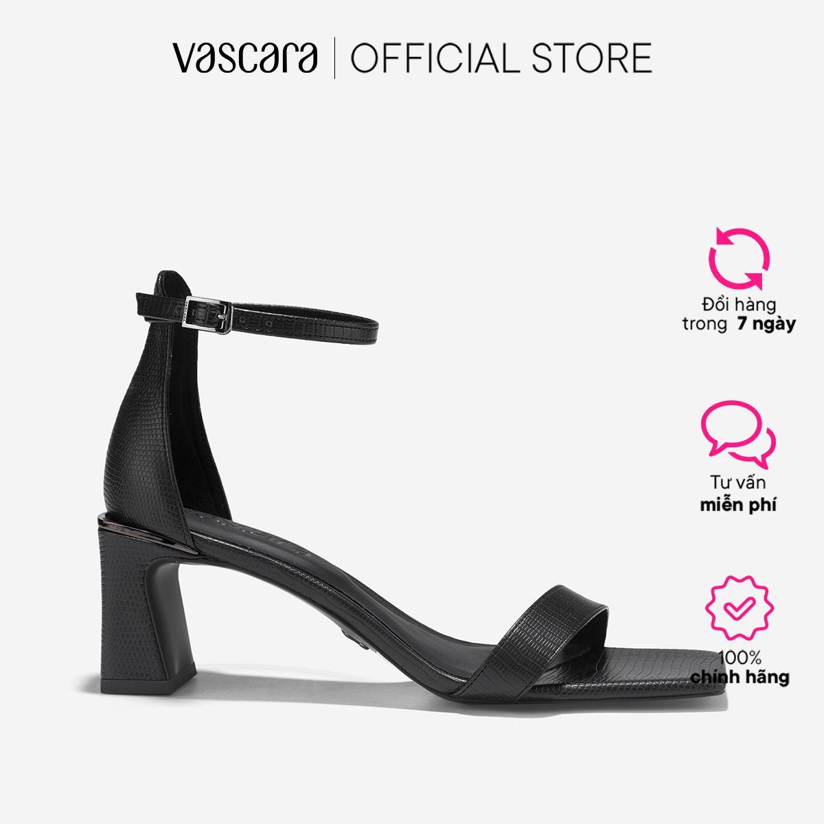 Vascara Giày Sandals Block Heel Phối Vân Kỳ Đà - SDN 0776