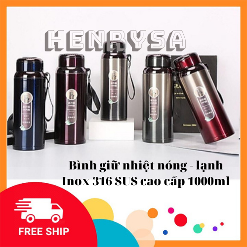 Bình giữ nhiệt nóng - lạnh Inox 316 SUS cao cấp 1000ml  - HENRYSA