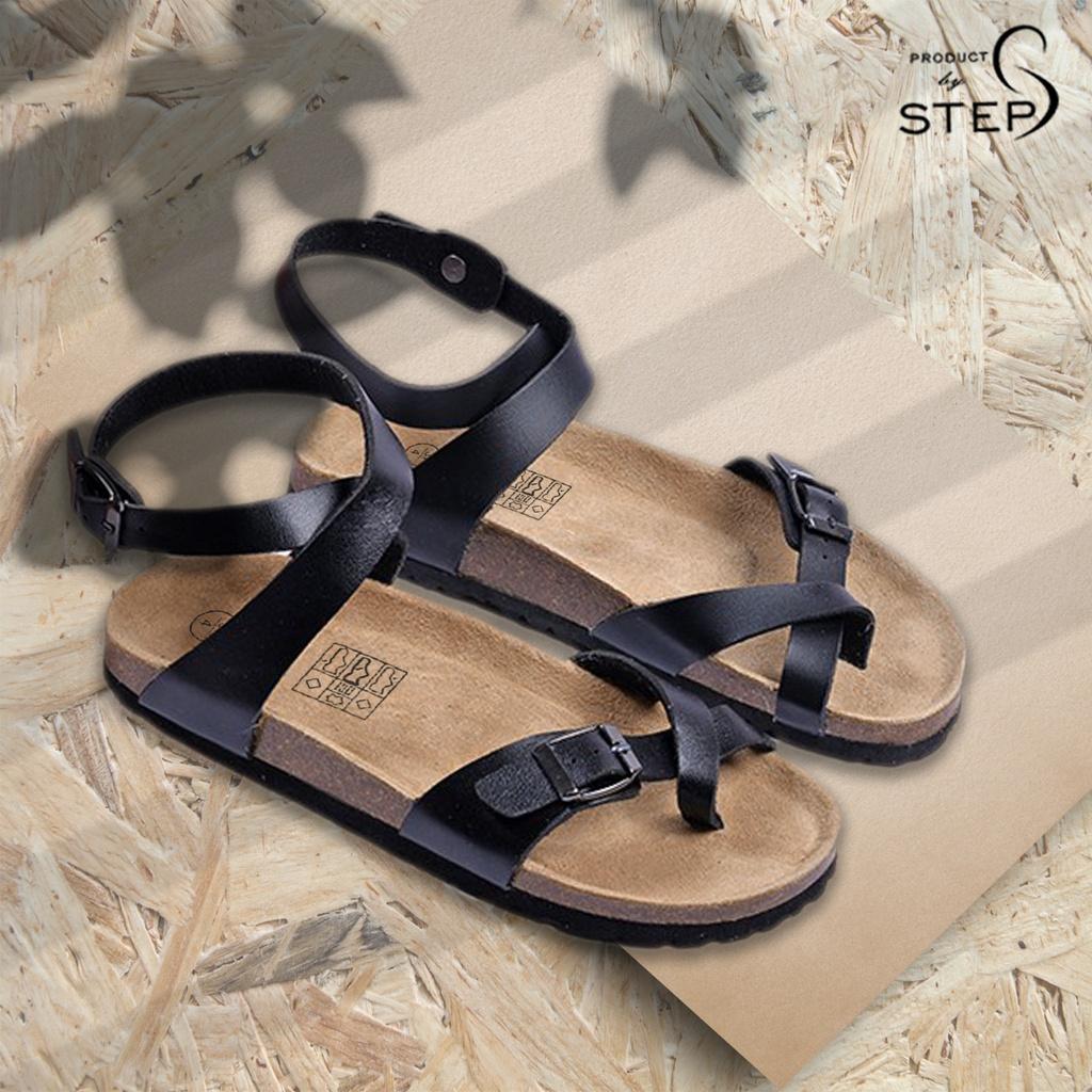Giày đế trấu Unisex Da tổng hợp Quai xỏ ngón hậu quấn