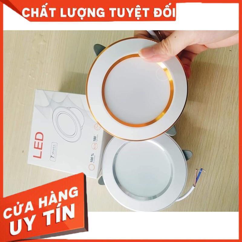 Combo 10 Đèn Âm Trần 7W 3 Màu Viền Vàng/Bạc Mẫu Mới