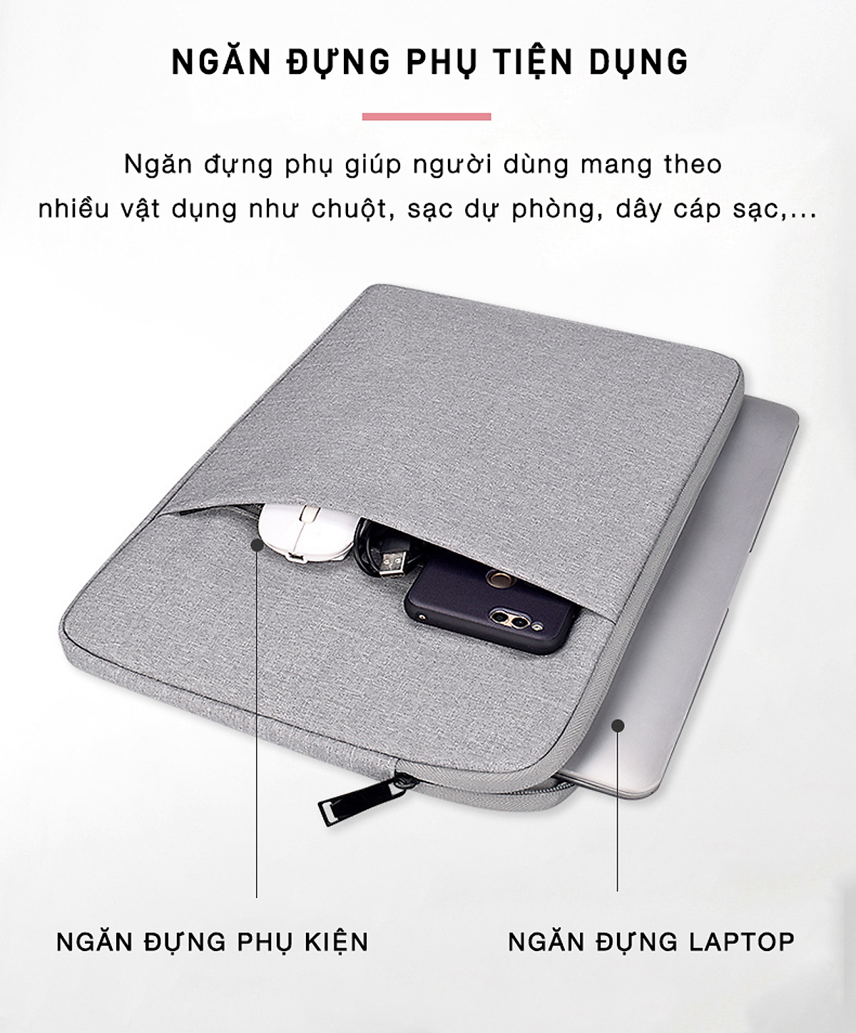 Hình ảnh Túi chống sốc Laptop, Túi chống sốc Mac-book cao cấp (nhiều kích thước) - Bảo vệ chống va chạm, Chống thấm nước - Hàng chính hãng VinBuy