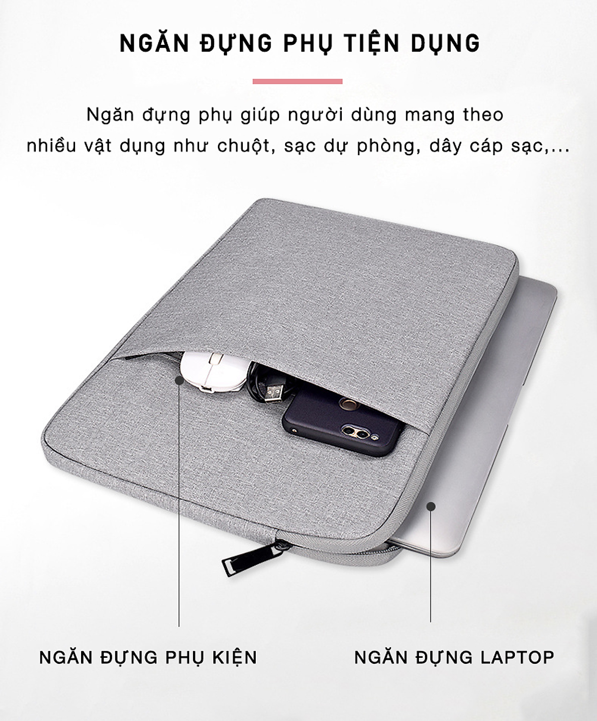 Túi chống sốc Laptop, Túi chống sốc Mac-book cao cấp - Bảo vệ chống va chạm, Chống thấm nước - Hàng chính hãng VinBuy