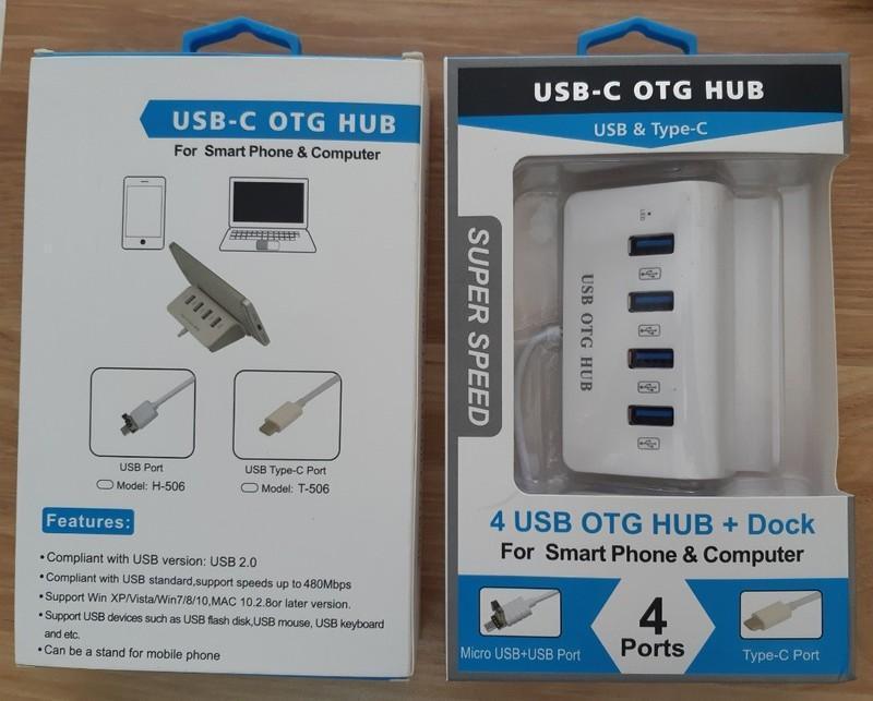 Hub USB Type-C ra 4 cổng USB kiêm giá đỡ cho Điện thoại