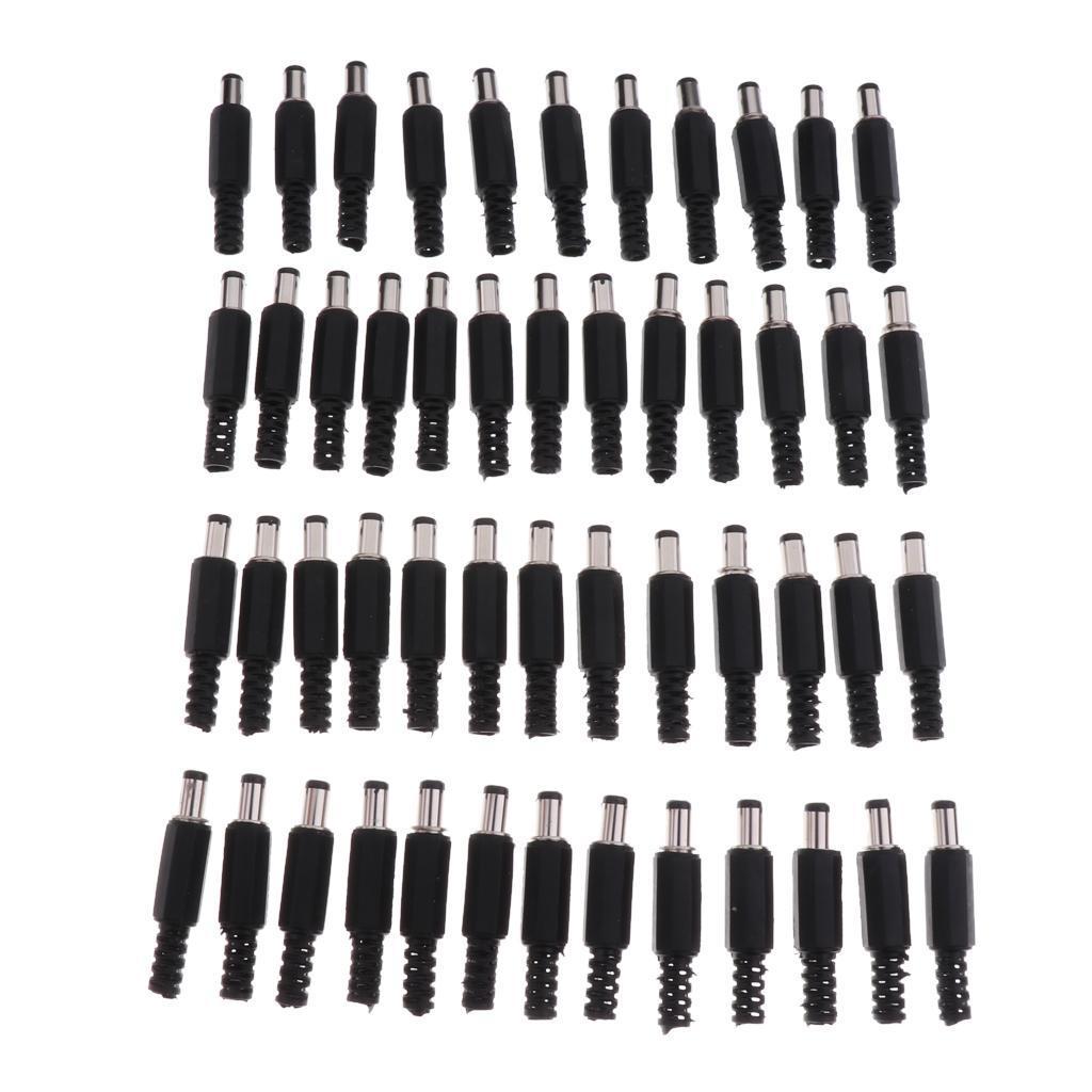 50pcs 2.5*5.5mm 2.5mm DC Power Male Plug Soldering Connector Plastic Cover Black