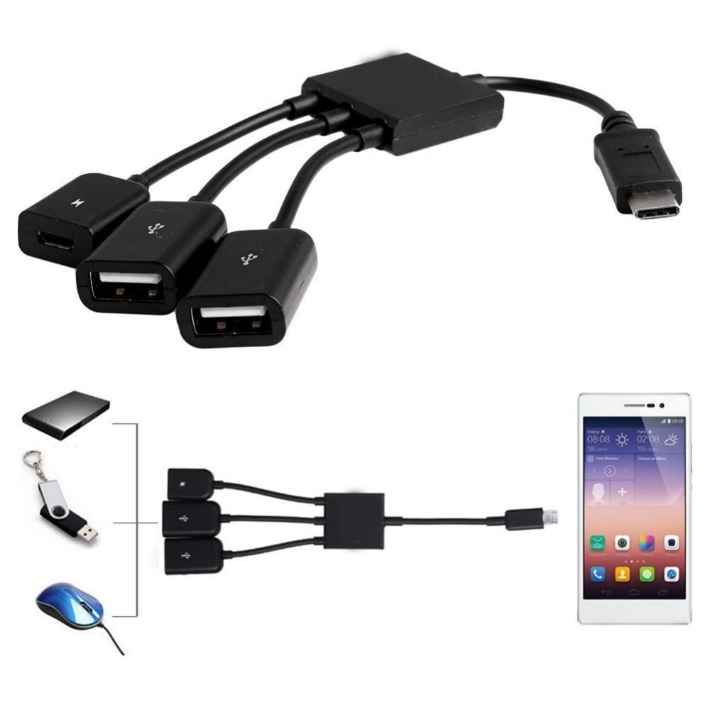 3 in 1 3 Port USB 3.1 Type C Hub Adapter to 2 Port USB and 1 Micro USB Port